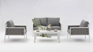 Pilatus Sofa 4pcs Set Modern Patio Furniture Aluminum Sofa Luxury Waterproof Handwoven Rope Outdoor Garden Sofa Set