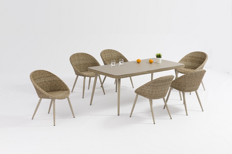 OEM/ODM Factory	Alum. Tray	- Patio Outdoor Furniture PRAGUE Alum. Wicker Dining Set In Wooden Brushed Painting – Jacrea