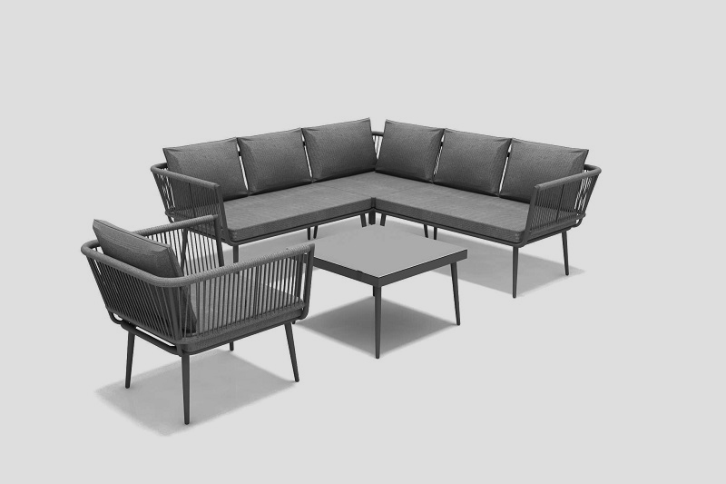 Discount wholesale	Outdoor Table Set	- Outdoor Furniture PROVENCE  Alum. Olefin Rope Corner Lounge Set With Cushions – Jacrea