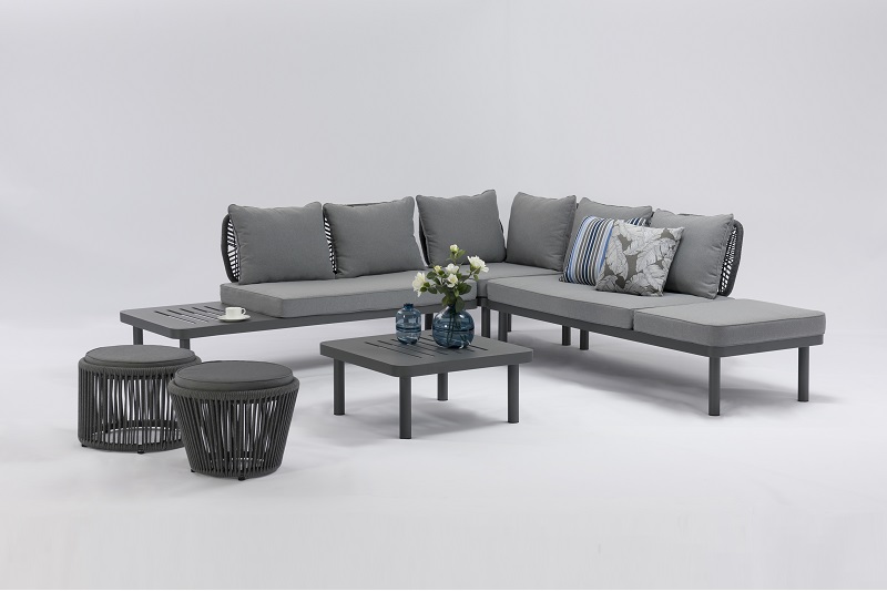 OEM Customized	Outdoor Aluminum Chair	- Outdoor Furniture SASSARI Alum. Olefin Rope Lounge Sofa With Cushions – Jacrea