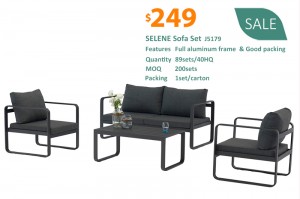 Jacrea Outdoor New Design Promotion SELENE Alum. Lounge Set With Comfortable Cushions One Box Packing Mail Order Internet Selling