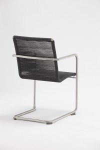 Scafa Stainless Steel Furniture Matt Line Finish Armrest Dining Chair