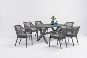 SIENA TAPA Good Selling Aluminium Rope Dining 7pcs Set Outdoor Garden Patio Furniture China Factory Supplies