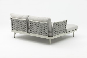 St. Moritz Sun Bed Modern Patio Furniture Aluminum Sofa Luxury Waterproof Rope Sofa Set