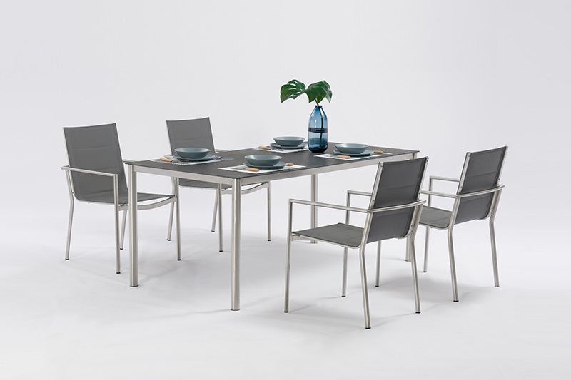 Outdoor Furniture Factory UDINE Stainless Steel  Textilene Dining Set Featured Image