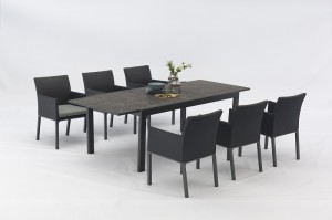 Vista Aluminium Textilene 7pcs Dining Set Extensionable Table 180/240×100 With 6 Chairs