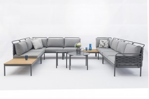 Voyage Sofa 8pcs German Design Alum. Rubber Rope Corner Lounge Set K/D With Adjustable Headrest