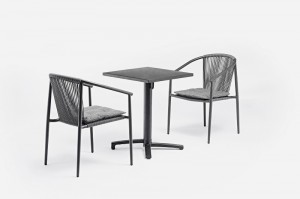 Weilburg alum. rope balcony Vivi stackable alum. table 60×60/70x70cm