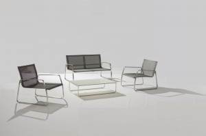 Bottom price	Alum. Wicker Sun Lounger	-
 Outdoor Furniture BEJA Stainless Steel Textilene Lounge Set, – Jacrea