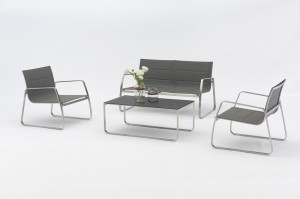Beja Garden Sofa Set Metal Stainless Steel Textilene Lounge Set Patio Furniture Outdoor Furniture