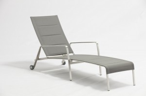 BEJA #304 Stainless Steel Textilene Sun Lounger With Quick Dry Foam Padding With Wheels China Factory Outdoor Garden Patio Furniture
