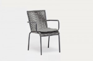 Outdoor Furniture COTTBUS Alum. Rope Stackable Arm Chair