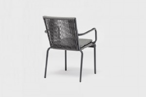 COTTBUS Alum. Rope Stackable Arm Chair Patio Dining With Thin Cushion