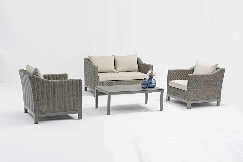 Garden Outdoor Furniture KOALA Classical Alum. Wicker Lounge 4pcs Set K/D With Soft Comfort Cushions Featured Image