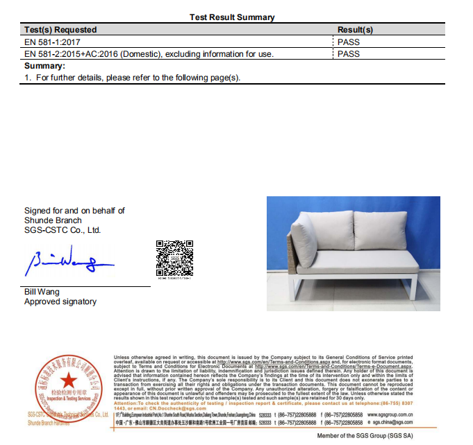 koln corner sofa test report