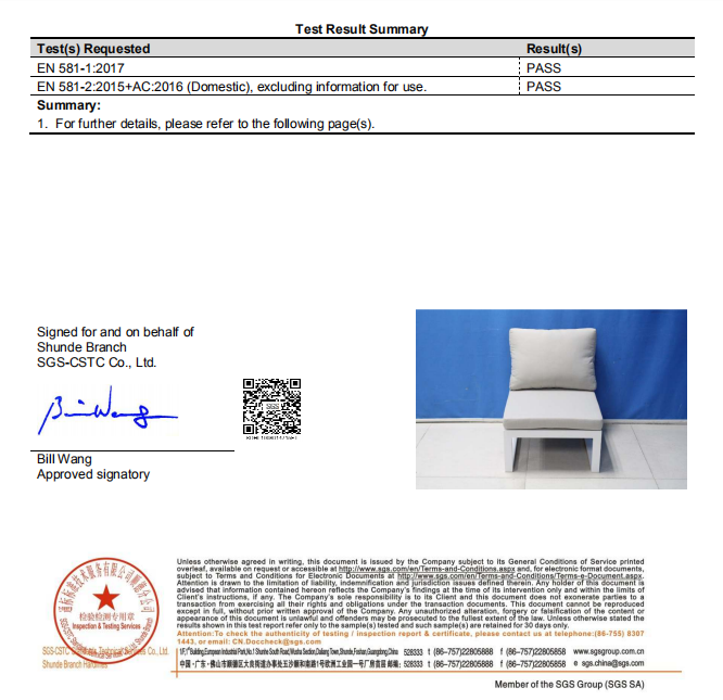 koln middle sofa test report