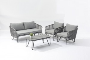 Outdoor Furniture OLAND Alum. Textilene Rope Lounge 4pcs Set K/D One Box Packing Mail Order Internet Selling