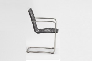 Scafa Stainless Steel Furniture Matt Line Finish Armrest Dining Chair