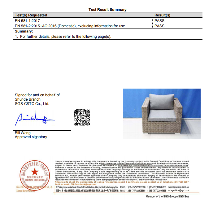 shumen single sofa test report