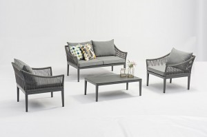 JACREA OUTDOOR Siena alum. rope lounge/sofa 4pcs set K/D