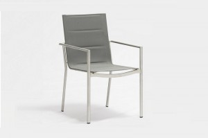 Udine Outside Patio Stainless Steel Furniture Textilene Armrest Dining Chair