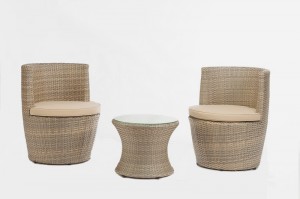 Balcony Furniture Vase Alum. Rattan 3pcs Set In One Box Packing