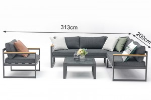 Lolland Alum. Lounge Sofa 4pcs Set K/D Outdoor Garden Set Metal Modular Sofa